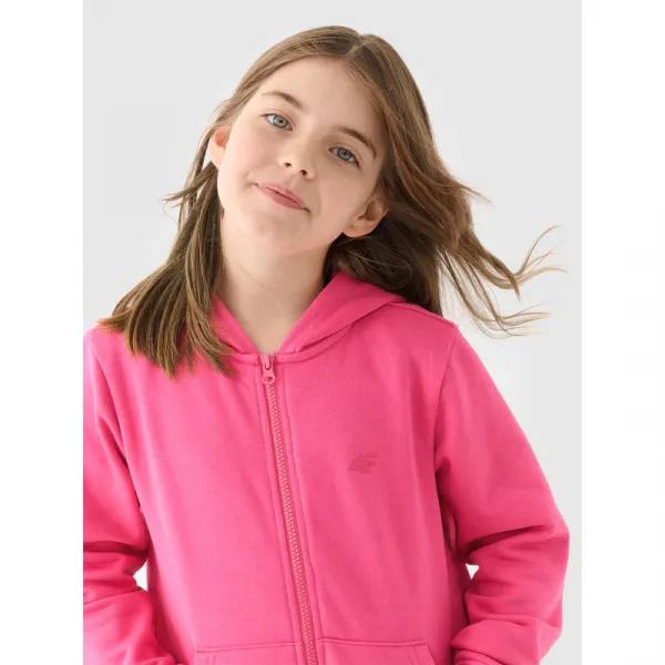 Dievčenská mikina so zipsom 4F JUNIOR SWEATSHIRT-JWMM00TSWSF1315-55S-HOT PINK