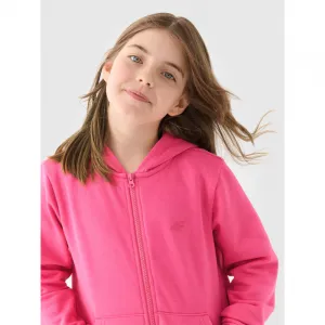 Dievčenská mikina so zipsom 4F JUNIOR SWEATSHIRT-JWMM00TSWSF1315-55S-HOT PINK