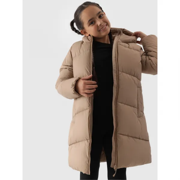 Dievčenská bunda 4F JUNIOR DOWN JACKET-JWAW24TDJAF455-83S-BEIGE