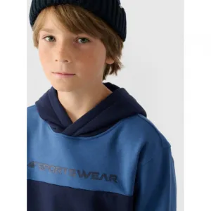 Chlapčenská mikina s kapucňou 4F JUNIOR SWEATSHIRT-JWAW24TSWSM1222-30S-DARK BLUE