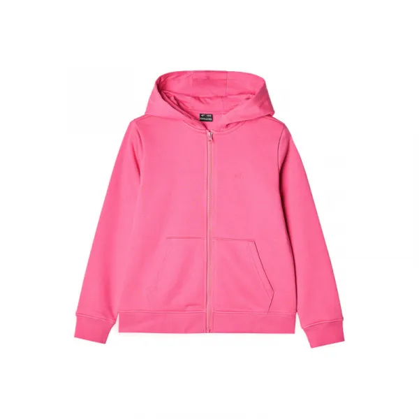 Dievčenská mikina so zipsom 4F JUNIOR SWEATSHIRT-JWMM00TSWSF1315-55S-HOT PINK