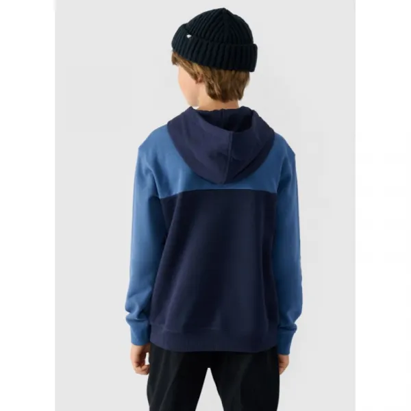 Chlapčenská mikina s kapucňou 4F JUNIOR SWEATSHIRT-JWAW24TSWSM1222-30S-DARK BLUE
