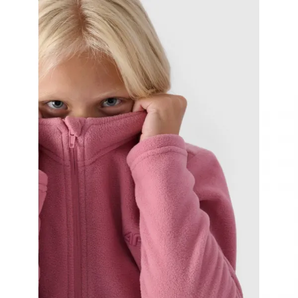 Dievčenská flisová mikina so zipsom 4F JUNIOR FLEECE-JWMM00TFLEF261-56S-LIGHT PINK