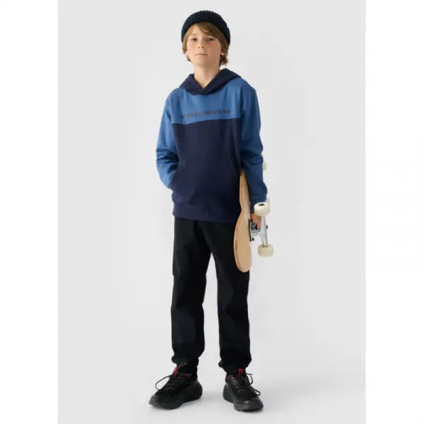 Chlapčenská mikina s kapucňou 4F JUNIOR SWEATSHIRT-JWAW24TSWSM1222-30S-DARK BLUE