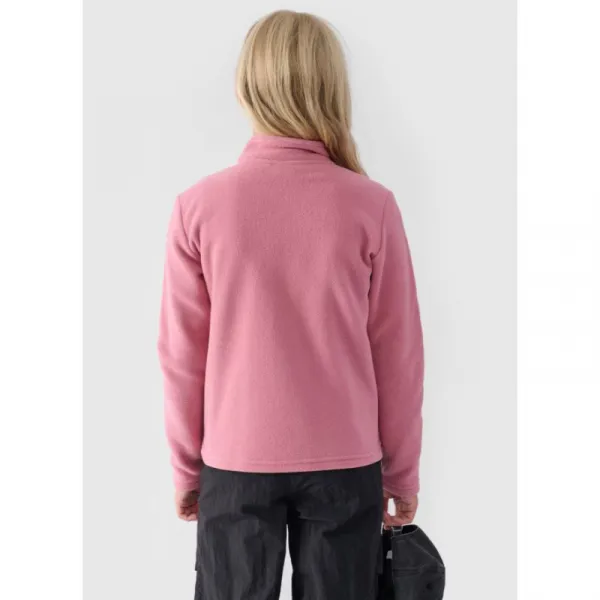 Dievčenská flisová mikina so zipsom 4F JUNIOR FLEECE-JWMM00TFLEF261-56S-LIGHT PINK