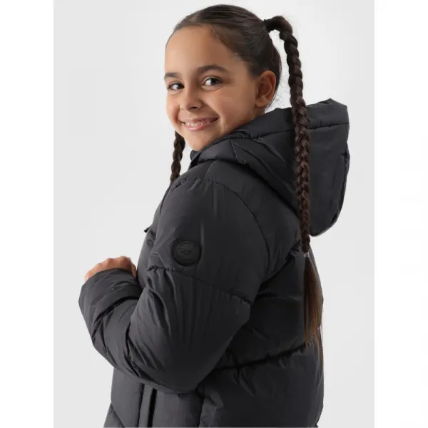 Dievčenská bunda 4F JUNIOR DOWN JACKET-JWAW24TDJAF455-20S-DEEP BLACK