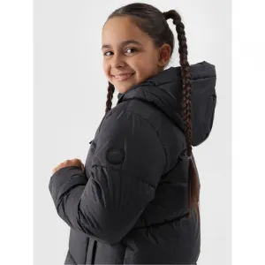 Dievčenská bunda 4F JUNIOR DOWN JACKET-JWAW24TDJAF455-20S-DEEP BLACK
