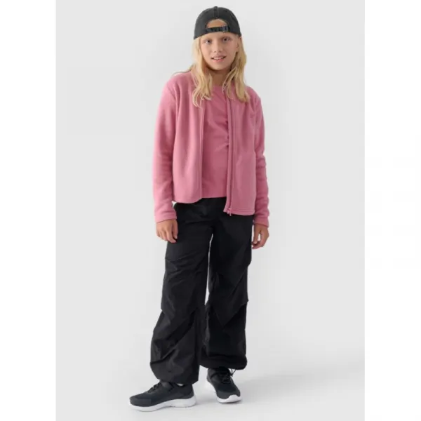 Dievčenská flisová mikina so zipsom 4F JUNIOR FLEECE-JWMM00TFLEF261-56S-LIGHT PINK