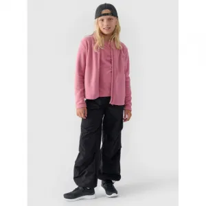 Dievčenská flisová mikina so zipsom 4F JUNIOR FLEECE-JWMM00TFLEF261-56S-LIGHT PINK