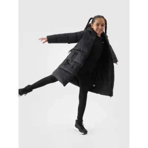 Dievčenská bunda 4F JUNIOR DOWN JACKET-JWAW24TDJAF455-20S-DEEP BLACK