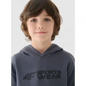 Chlapčenská mikina s kapucňou 4F JUNIOR SWEATSHIRT-JWAW24TSWSM1223-20S-DEEP BLACK