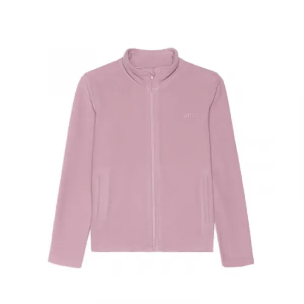Dievčenská flisová mikina so zipsom 4F JUNIOR FLEECE-JWMM00TFLEF261-56S-LIGHT PINK