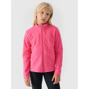 Dievčenská flisová mikina so zipsom 4F JUNIOR FLEECE-JWMM00TFLEF261-55S-HOT PINK