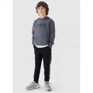 Chlapčenská mikina s kapucňou 4F JUNIOR SWEATSHIRT-JWAW24TSWSM1223-20S-DEEP BLACK