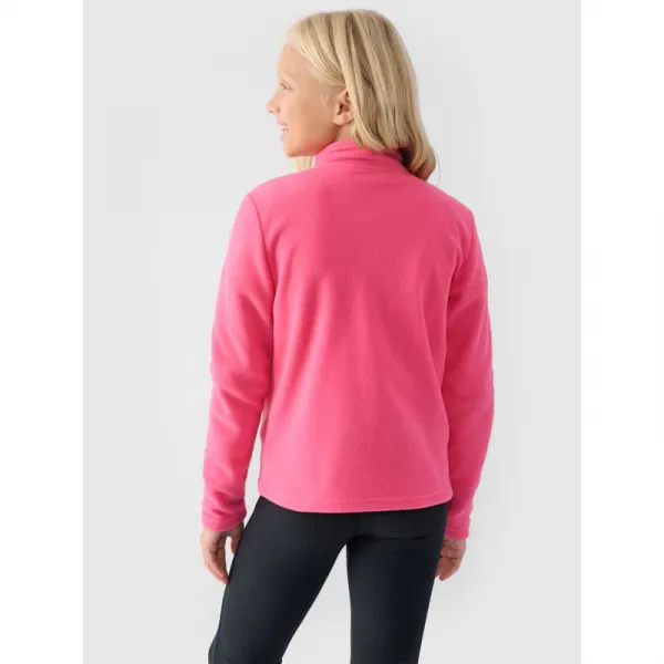 Dievčenská flisová mikina so zipsom 4F JUNIOR FLEECE-JWMM00TFLEF261-55S-HOT PINK