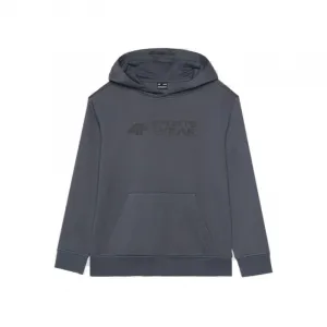 Chlapčenská mikina s kapucňou 4F JUNIOR SWEATSHIRT-JWAW24TSWSM1223-20S-DEEP BLACK