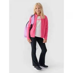 Dievčenská flisová mikina so zipsom 4F JUNIOR FLEECE-JWMM00TFLEF261-55S-HOT PINK