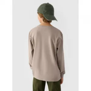 Chlapčenské tričko s dlhým rukávom 4F JUNIOR LONGSLEEVE-JWAW24TLONM294-26S-WARM LIGHT GREY