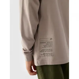 Chlapčenské tričko s dlhým rukávom 4F JUNIOR LONGSLEEVE-JWAW24TLONM294-26S-WARM LIGHT GREY