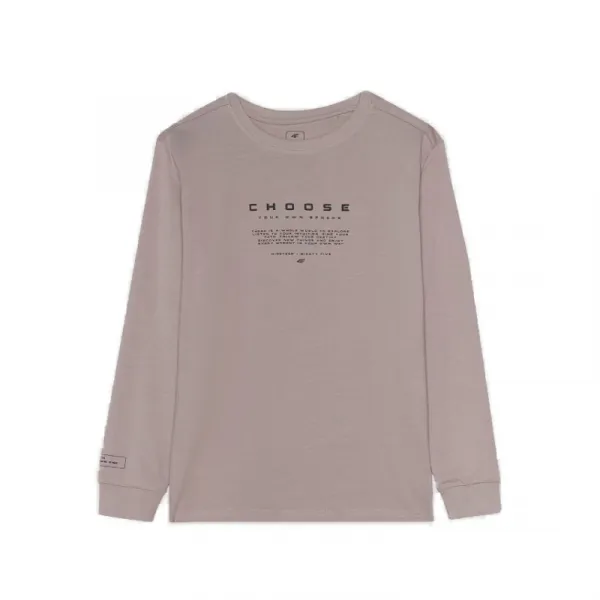 Chlapčenské tričko s dlhým rukávom 4F JUNIOR LONGSLEEVE-JWAW24TLONM294-26S-WARM LIGHT GREY