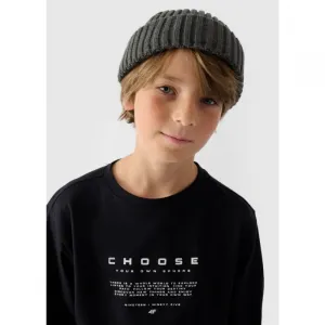 Chlapčenské tričko s dlhým rukávom 4F JUNIOR LONGSLEEVE-JWAW24TLONM294-20S-DEEP BLACK