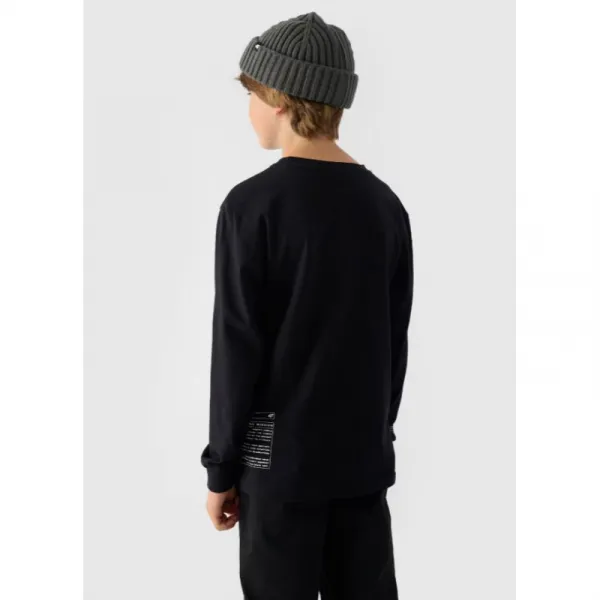 Chlapčenské tričko s dlhým rukávom 4F JUNIOR LONGSLEEVE-JWAW24TLONM294-20S-DEEP BLACK