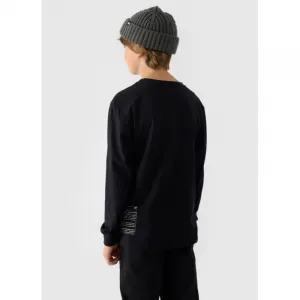 Chlapčenské tričko s dlhým rukávom 4F JUNIOR LONGSLEEVE-JWAW24TLONM294-20S-DEEP BLACK