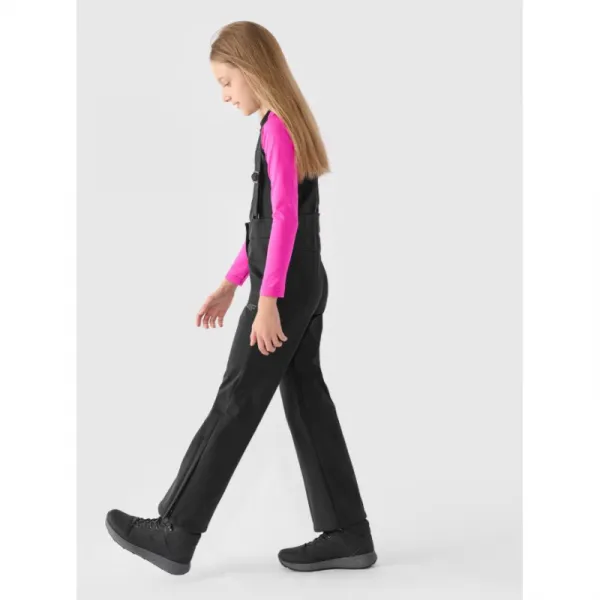 Dievčenské lyžiarske softshellové nohavice 4F JUNIOR TROUSERS FNK-JWAW24TFTRF661-20S-DEEP BLACK