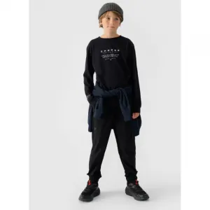 Chlapčenské tričko s dlhým rukávom 4F JUNIOR LONGSLEEVE-JWAW24TLONM294-20S-DEEP BLACK