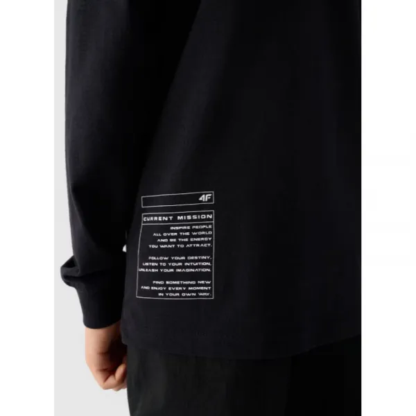 Chlapčenské tričko s dlhým rukávom 4F JUNIOR LONGSLEEVE-JWAW24TLONM294-20S-DEEP BLACK