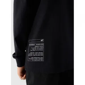 Chlapčenské tričko s dlhým rukávom 4F JUNIOR LONGSLEEVE-JWAW24TLONM294-20S-DEEP BLACK