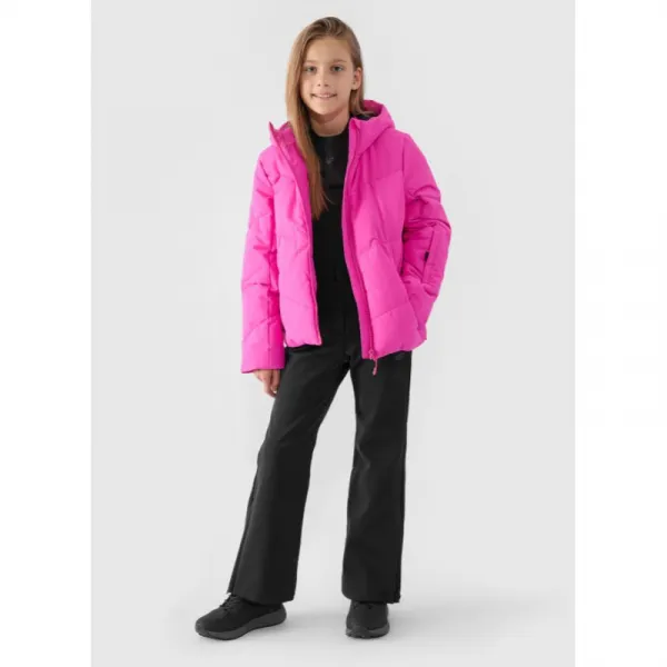 Dievčenské lyžiarske softshellové nohavice 4F JUNIOR TROUSERS FNK-JWAW24TFTRF661-20S-DEEP BLACK
