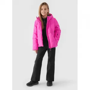 Dievčenské lyžiarske softshellové nohavice 4F JUNIOR TROUSERS FNK-JWAW24TFTRF661-20S-DEEP BLACK