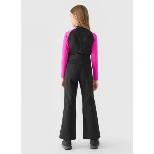Dievčenské lyžiarske softshellové nohavice 4F JUNIOR TROUSERS FNK-JWAW24TFTRF661-20S-DEEP BLACK