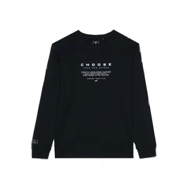 Chlapčenské tričko s dlhým rukávom 4F JUNIOR LONGSLEEVE-JWAW24TLONM294-20S-DEEP BLACK