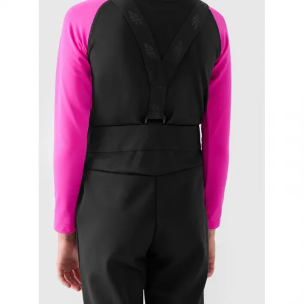 Dievčenské lyžiarske softshellové nohavice 4F JUNIOR TROUSERS FNK-JWAW24TFTRF661-20S-DEEP BLACK