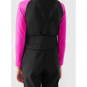 Dievčenské lyžiarske softshellové nohavice 4F JUNIOR TROUSERS FNK-JWAW24TFTRF661-20S-DEEP BLACK