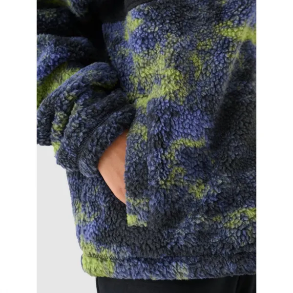 Chlapčenská flisová mikina so zipsom 4F JUNIOR FLEECE-JWAW24TFLEM246-20S-DEEP BLACK