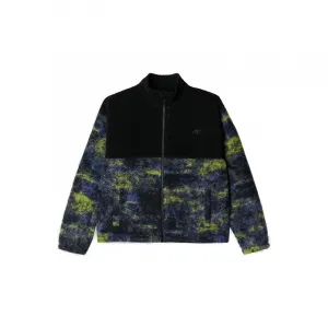 Chlapčenská flisová mikina so zipsom 4F JUNIOR FLEECE-JWAW24TFLEM246-20S-DEEP BLACK