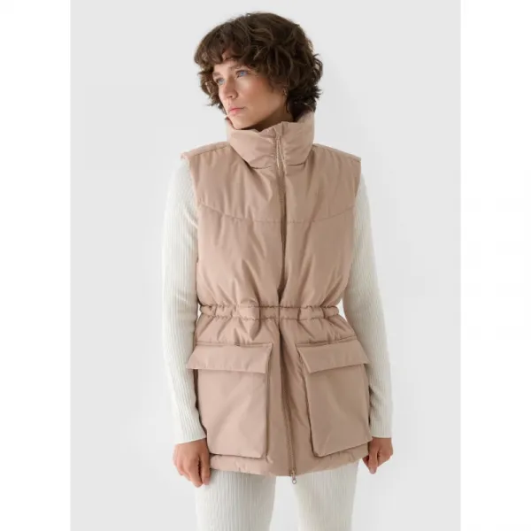 Dámska vesta 4F VEST JACKET-WAW24TVJAF135-83S-BEIGE