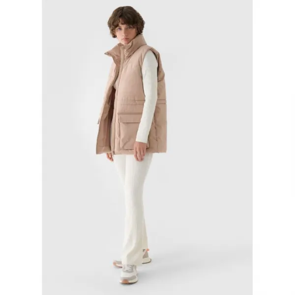Dámska vesta 4F VEST JACKET-WAW24TVJAF135-83S-BEIGE