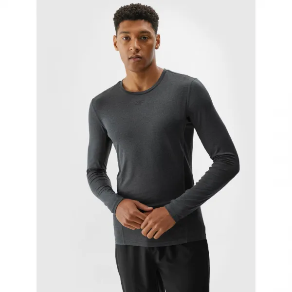 Pánske tréningové tričko s dlhým rukávom 4F LONGSLEEVE FNK-WAW24TFLOM273-22M-ANTHRACITE MELANGE