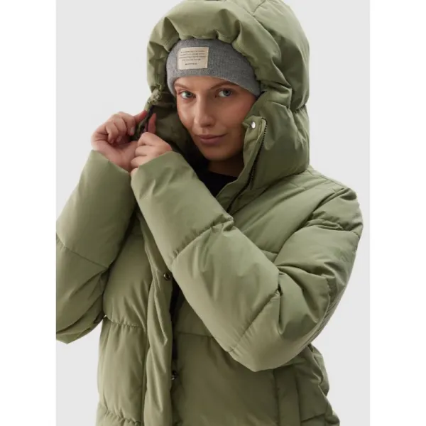 Dámska bunda 4F DOWN JACKET-WAW24TDJAF476-43S-KHAKI