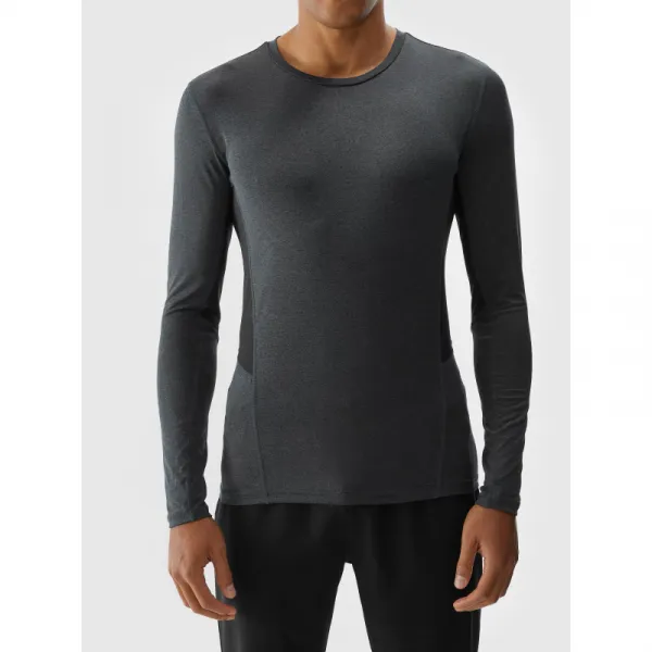 Pánske tréningové tričko s dlhým rukávom 4F LONGSLEEVE FNK-WAW24TFLOM273-22M-ANTHRACITE MELANGE