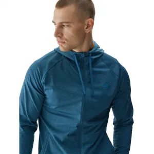 Pánska tréningová mikina so zipsom 4F SWEATSHIRT FNK-WAW24TFSWM404-46M-TEAL MELANGE