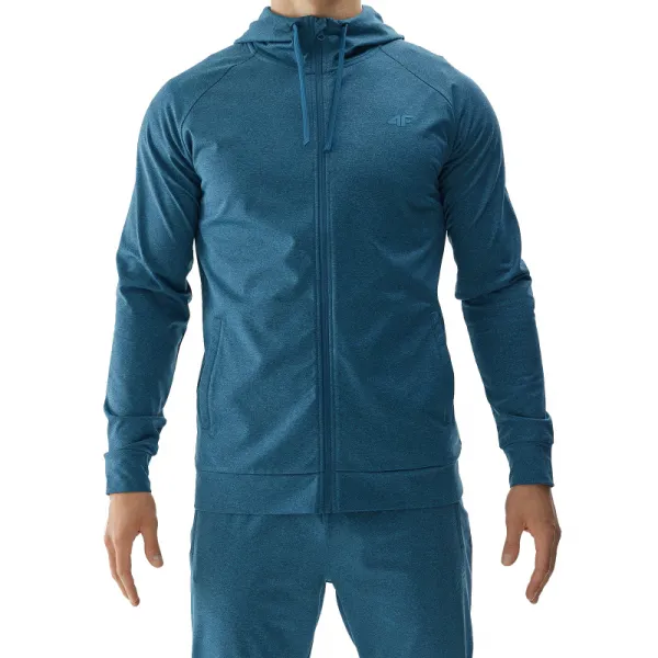 Pánska tréningová mikina so zipsom 4F SWEATSHIRT FNK-WAW24TFSWM404-46M-TEAL MELANGE