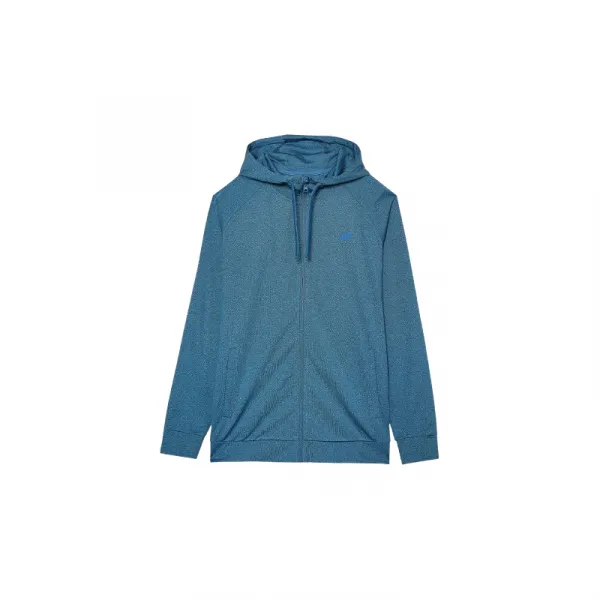 Pánska tréningová mikina so zipsom 4F SWEATSHIRT FNK-WAW24TFSWM404-46M-TEAL MELANGE