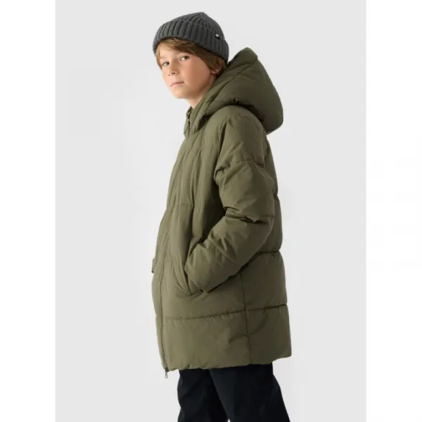 Chlapčenská bunda 4F JUNIOR DOWN JACKET-JWAW24TDJAM464-43S-KHAKI