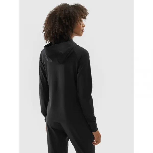 Dámska zateplená tréningová mikina so zipsom 4F SWEATSHIRT FNK-WAW24TFSWF406-20S-DEEP BLACK