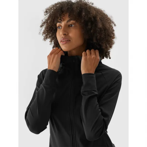 Dámska zateplená tréningová mikina so zipsom 4F SWEATSHIRT FNK-WAW24TFSWF406-20S-DEEP BLACK